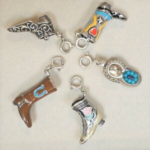 Carolyn Pollack Relios Sterling Silver Western Cowboy Boot & Shoe Charms 925